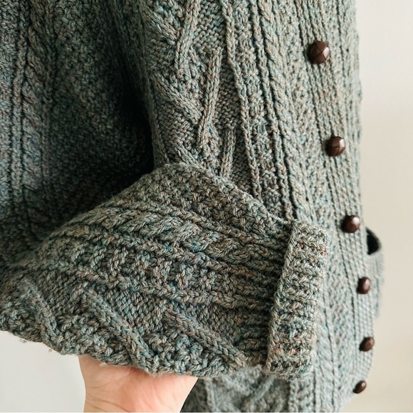 Standun 100% Wool Chunky Knit Cardigan Sweater Made In Ireland - Picture 8 of 10